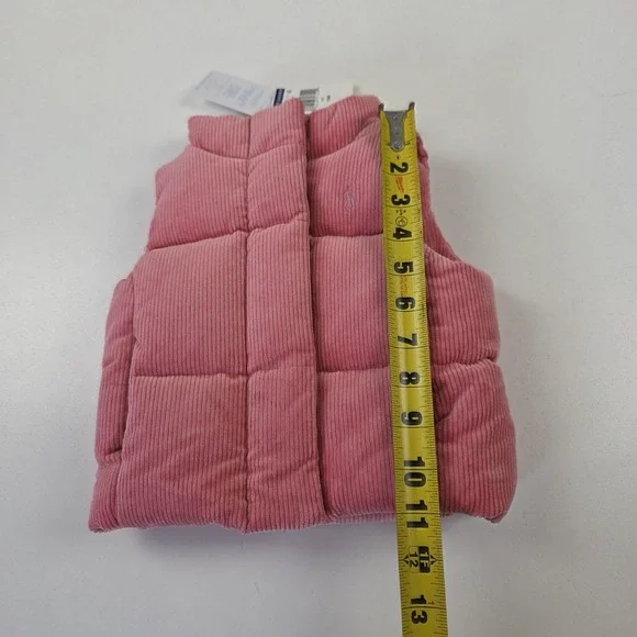 Ralph Lauren Vest Infant Girls 12-18M Pink Corduroy Puffer Quilted Sleeveless - Picture 7 of 9